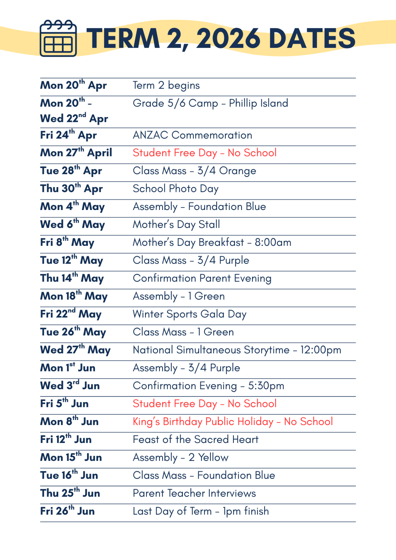 Term Dates - St Margaret Mary’s Catholic Primary School